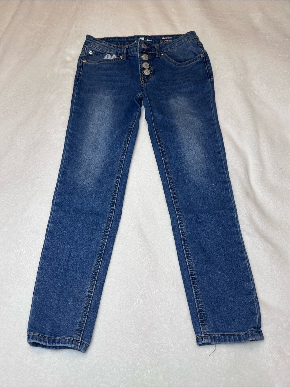 7 For All Mankind The Ankle Skinny Jeans Button Fly Medium Wash Girls Size 12